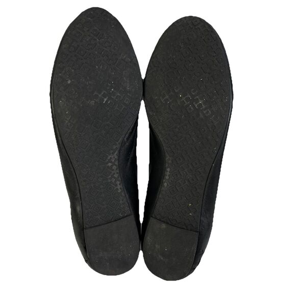 Tory Burch Lowell Ballet Flats Size 9.5 M Black Leather Logo - Picture 10 of 11